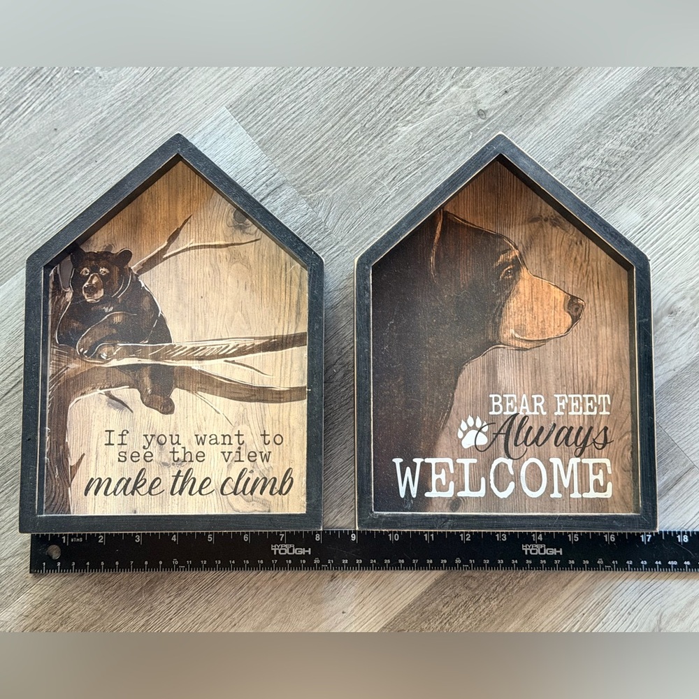 Rustic Bear Wall Decor Woodland Cabin Man Cave Bear 2 piece set